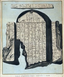 Tafel der Hieroglyphen gefunden in Axoum (Aksoum) - in „Reise nach Nubien und Abessinien unternommen, um die Quellen des Nils zu entdecken, in den Jahren 1768 bis 1772“, von James Bruce, Bd. 1, Paris von James Bruce