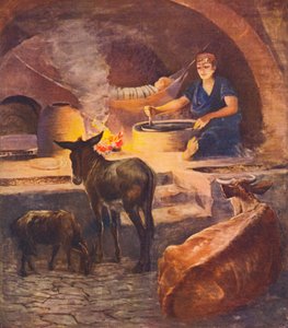 Heiliges Land: Innenraum eines Fellahheen-Hauses, früher Morgen im Winter von James (after) Clark