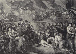 Der Tod von Admiral Lord Nelson in der Schlacht von Trafalgar von James (after) Heath
