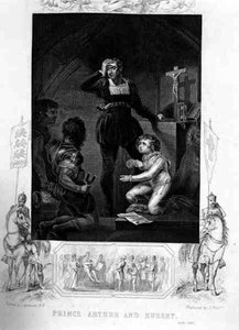 Prinz Arthur und Hubert, in König Johann von William Shakespeare, graviert von J. Rogers