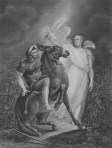 Der Engel erscheint Bileam, Numeri 22, Vers 21-36 (Gravur) von James (after) Northcote