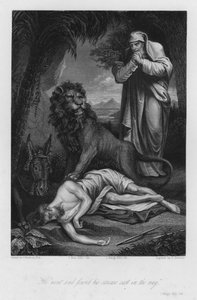 Der ungehorsame Prophet, I Könige XIII, 28 (Gravur) von James (after) Northcote