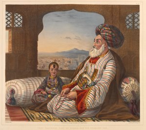 Dost Mahommed König von Kabul und sein jüngster Sohn von James (after) Rattray