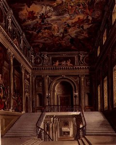 Treppe, Buckingham House, graviert von William James Bennett (1787-1844) aus 