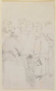Eine Gruppe von Figuren um einen Kohlenbecken, 1858