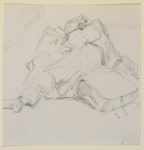 Ein Mann schläft auf einem Haufen Gepäck von James Abbott McNeill Whistler