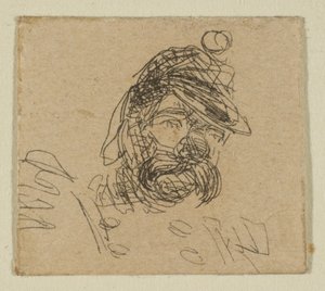 Bärtiger Mann in Soldatenmütze aus Skizzen auf der Küstenvermessungsplatte, 1854-55
