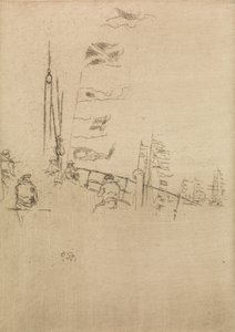 Flaggen, aus einer Serie von zwölf Radierungen mit dem Titel Die Marineparade, 1887 von James Abbott McNeill Whistler