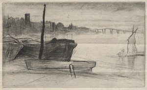 Chelsea-Brücke und Kirche, 1871