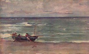 Harmonie in Blau und Silber: Das Boot am Strand, Etretat, um 1897