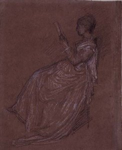 Sitzende Dame beim Lesen, Studie für Mrs. Layland (Pastellkreide auf Papier) von James Abbott McNeill Whistler