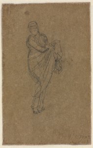Stehende Frau, die ihr Kleid hochhält, ca. 1872