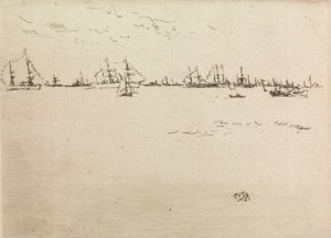 Truppenschiffe, aus einer Serie von zwölf Radierungen mit dem Titel Die Marineparade, 1887 von James Abbott McNeill Whistler