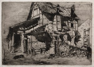 Zwölf Radierungen aus der Natur: Das unsichere Mietshaus, 1858