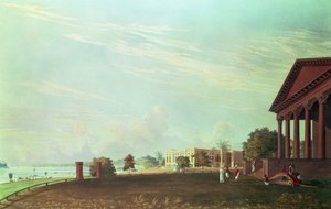 Barrackpore House, Kalkutta, graviert von Robert Havell, veröffentlicht 1824