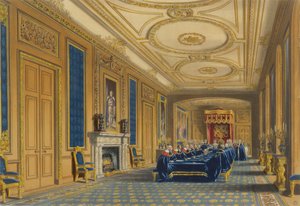 Der Thronsaal, Windsor Castle - Die Installation des Hosenbandordens, 1838 von James Baker after Pyne