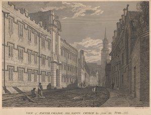 Ansicht des Exeter College, All Saints Church, vom Turl von James Basire