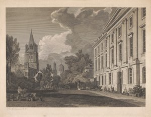 Ansicht der Kathedrale von Christ Church und Teil des Corpus Christi College von James Basire
