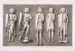 Fünf Effigien von Rittern aus der Temple Church, London, 1786 von James Basire I