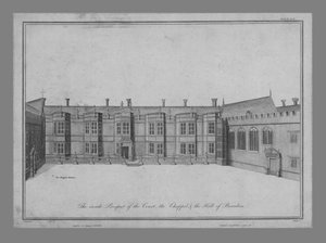 Die Innenansicht des Hofes, der Kapelle und der Halle von Beaulieu, 1786 von James Basire I