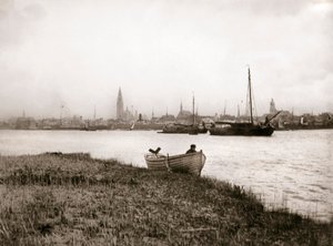 Ruderboot an einem Kanal, Rotterdam, 1898