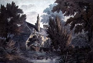 Landschaft mit Haus an einem Teich, 19. Jahrhundert