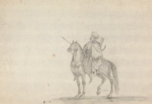 Mann zu Pferd mit Speer