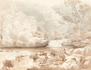 Brücke in der Nähe von Waters-Meet, Lynton, Nord-Devon, erste Hälfte des 19. Jahrhunderts von James Bulwer