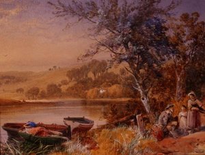 Am Seeufer (Detail) von James Burrell Smith
