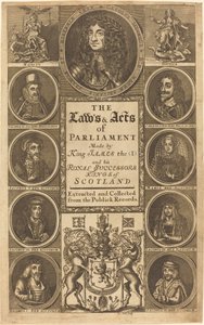 Frontispiz zu "Die Gesetze und Akte des Parlaments, gemacht von König James I ..." von James Clark