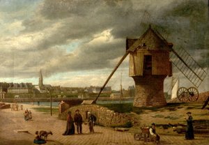 Landschaft mit einer Windmühle, St. Malo, Frankreich