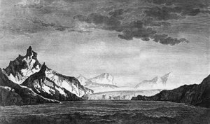 Landschaft von Possession Bay auf der Insel Südgeorgien, Illustration aus 