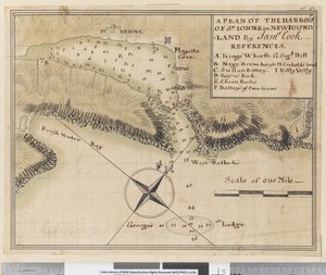 Plan des Hafens von St. Johns in Neufundland von James Cook