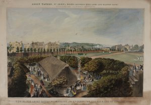 Ansicht der Promenaden und Gärten der Abbey Taverns, Violet Hill, Marylebone, um 1870 von James D Barnett