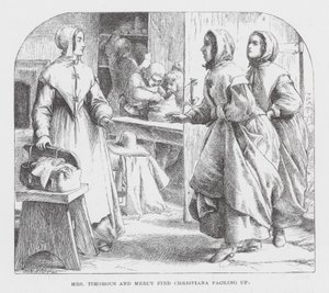 Mrs. Timorous und Mercy finden Christiana beim Packen von James Dawson Watson