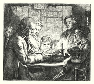 Szene in einer schottischen Hütte von James Dawson Watson