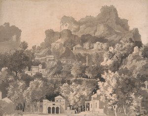 Felsige Landschaft mit klassischen Gebäuden