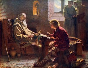 Der ehrwürdige Beda übersetzt das letzte Kapitel des Johannes, 1926