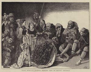 Königliche Demut, Bettlerfüße am Gründonnerstag waschen von James Dromgole Linton