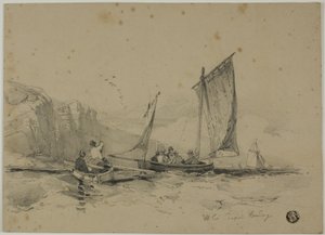Fischerboote in der Nähe von Klippen