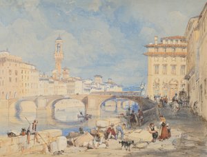 Ponte Santa Trinità, Florenz, vor 1832 von James Duffield Harding