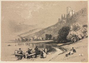 Skizzen zu Hause und im Ausland: Ruinen von Schönberg am Rhein, 1834 von James Duffield Harding