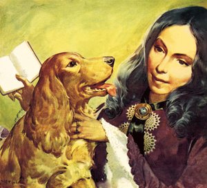 Elizabeth Barrett Browning und ihr Cocker Spaniel Flush von James Edwin McConnell