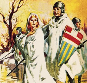 Matilda flieht im Schnee in Weiß gekleidet von James Edwin McConnell