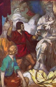 Michelangelo meißelt Moses aus dem Felsen von James Edwin McConnell