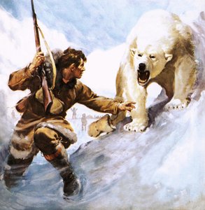 Vilhjalmar Stefansson wird von einem Eisbären angegriffen von James Edwin McConnell