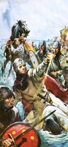Wilhelm der Eroberer kommt 1066 in England an und nimmt eine Handvoll Sand von James Edwin McConnell