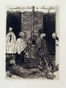 Skelette versuchen sich zu wärmen von James Ensor