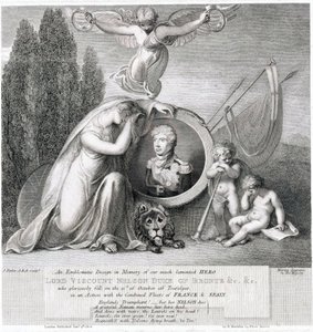 Ikonische Zeichnung zum Gedenken an unseren verstorbenen Helden Lord Viscount Horatio Nelson (1758-1805) von James Fittler