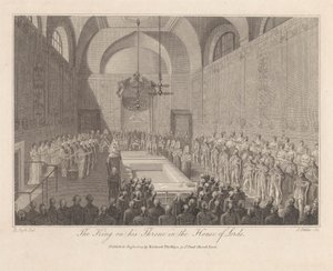 König auf seinem Thron im House of Lords von James Fittler